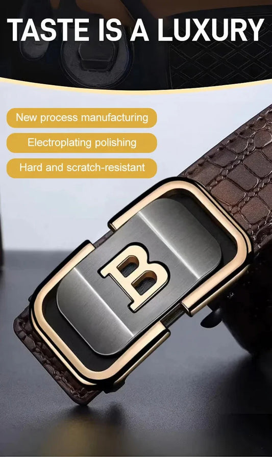 Men’s Leather Automatic Buckle Belt - Buy 1 Get 1 Free (Black & Brown)