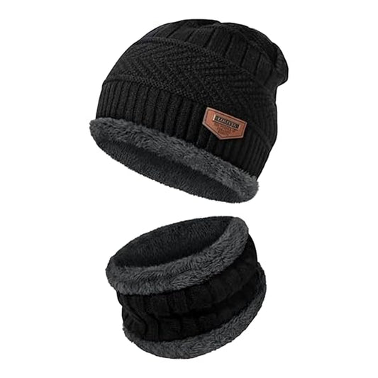 Winters Cap & Muffler for Men & Women(Black)