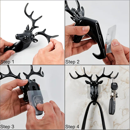 Decorative Deer Head Adhesive Wall Hook Hanger