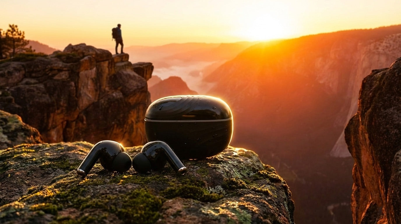 Pure Black Earbuds with Deep Bass, Quad Mic & 48H Playback