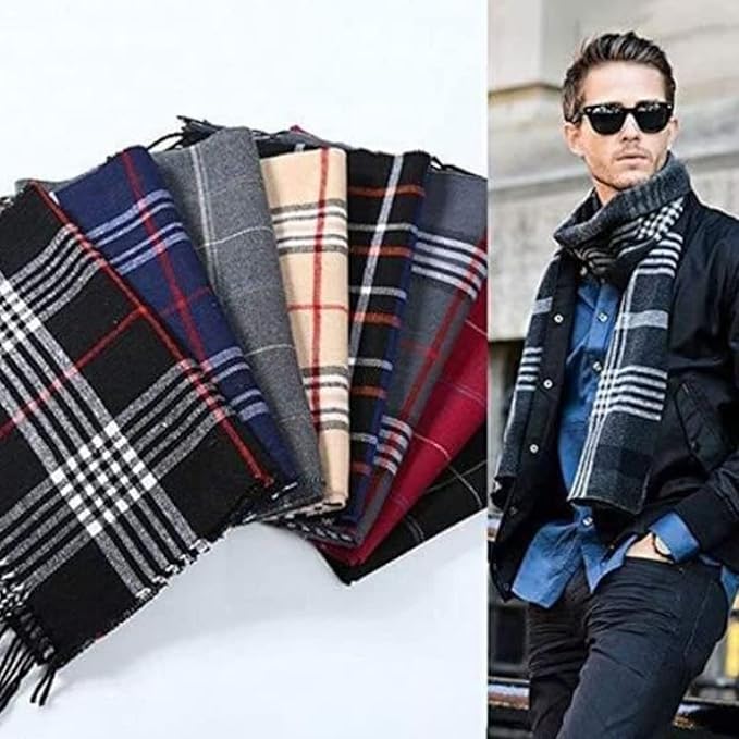 Unisex Check Brown Fleece Muffler Cum Scarf Pack of 2