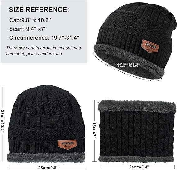 Winters Cap & Muffler for Men & Women(Black)