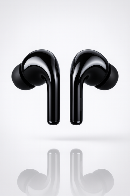 Pure Black Earbuds with Deep Bass, Quad Mic & 48H Playback