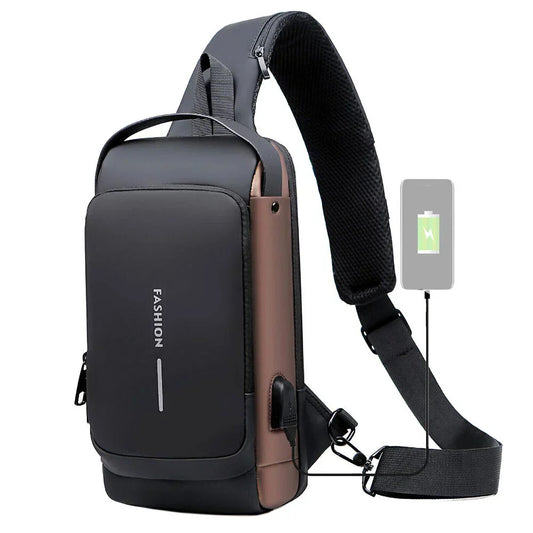 🎒💧 Waterproof Anti-Theft Sling & Backpack 💼⚡ – USB Charging, Stylish & Secure for Men & Women 🌈