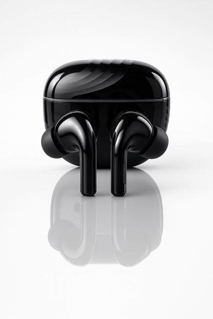 Pure Black Earbuds with Deep Bass, Quad Mic & 48H Playback