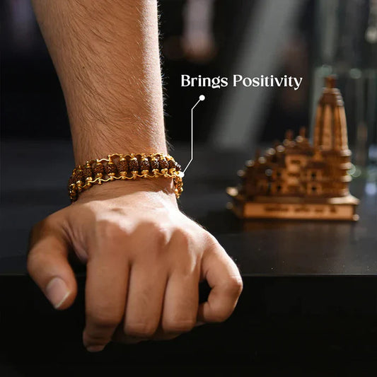 Panchmukhi Energy Gold-Plated Rudraksha Bracelet - @Just Rs. 299/-
