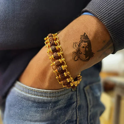 Panchmukhi Energy Gold-Plated Rudraksha Bracelet - @Just Rs. 299/-
