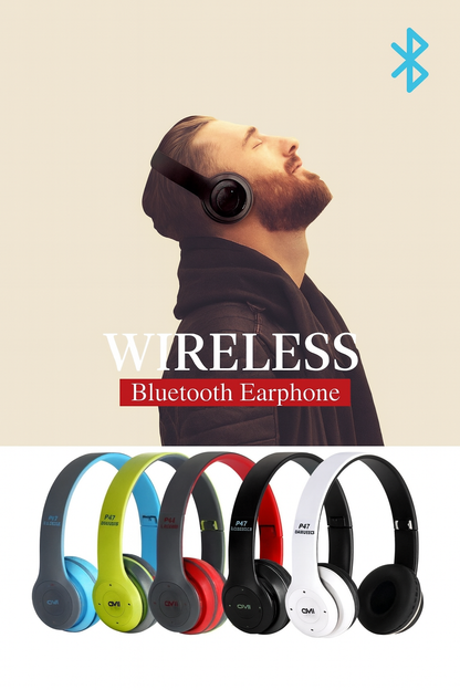 P47 Bluetooth Headphones with Foldable Design