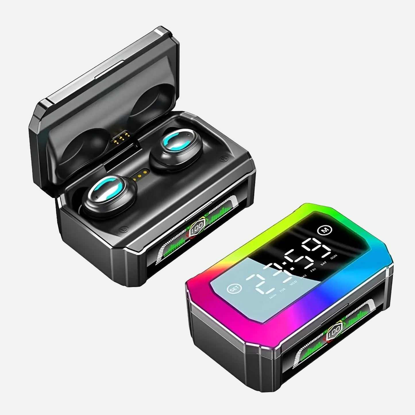 Wireless Bluetooth Earbuds with Powerbank Case and Display Clock