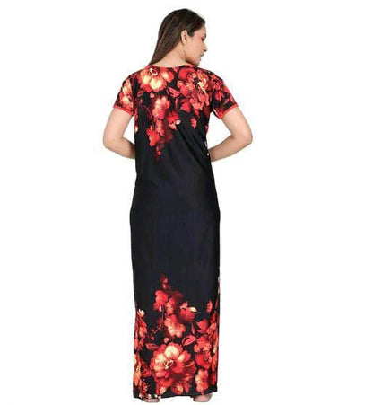Womens Set Printed Satin Maxi Nighty 299