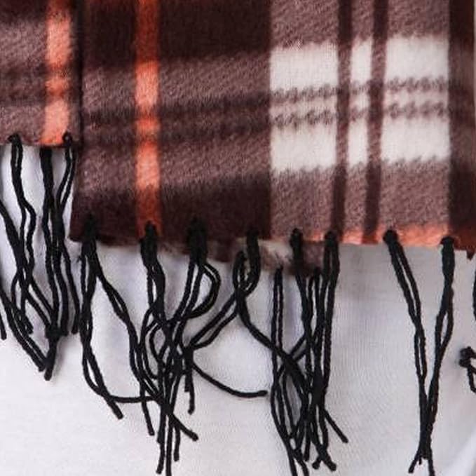 Unisex Check Brown Fleece Muffler Cum Scarf Pack of 2