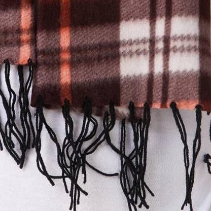 Unisex Check Brown Fleece Muffler Cum Scarf Pack of 2