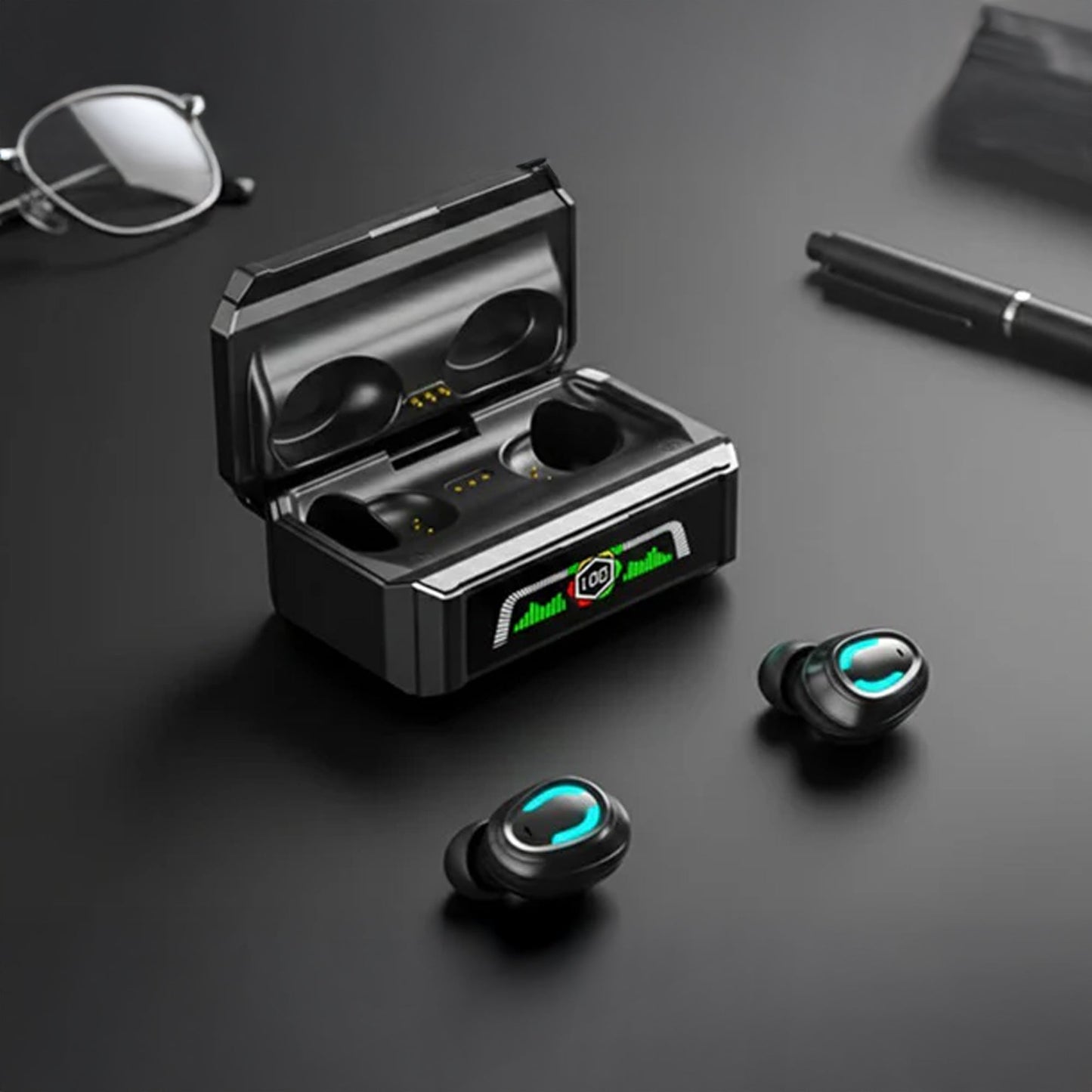 Wireless Bluetooth Earbuds with Powerbank Case and Display Clock