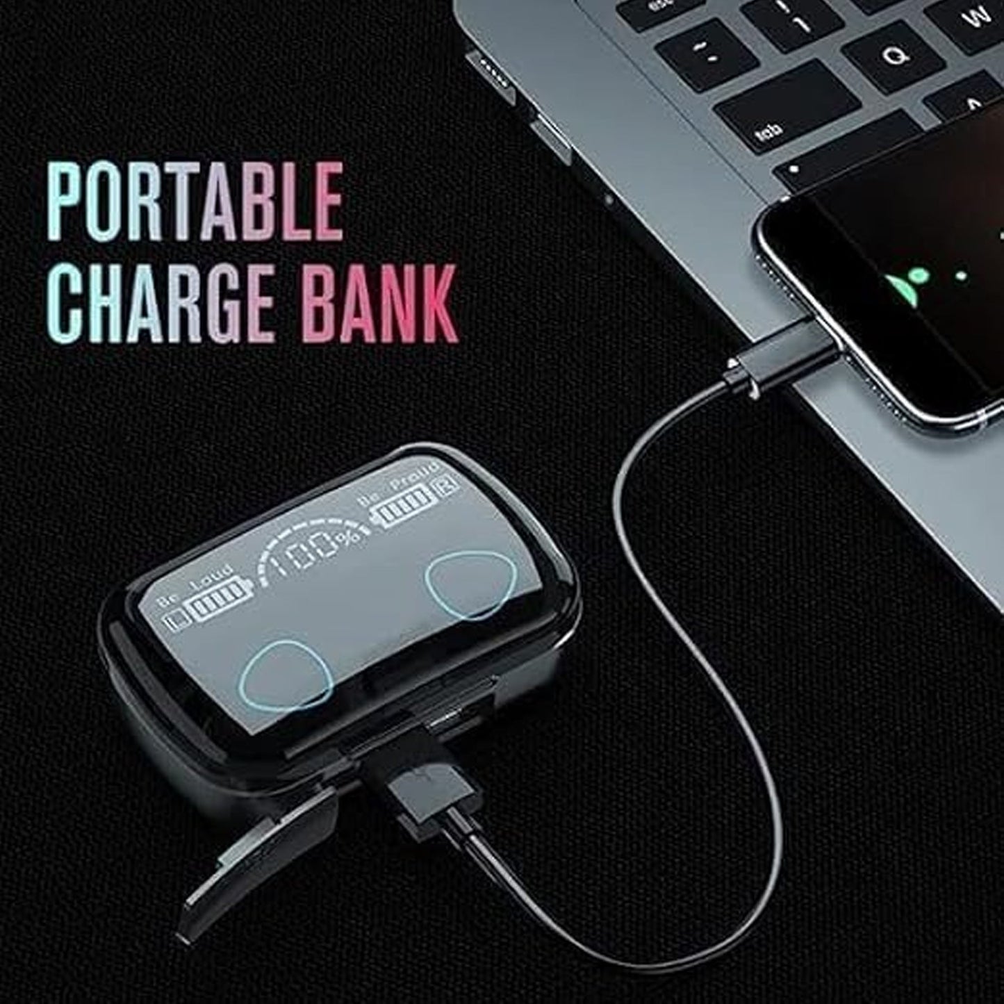 Wireless Bluetooth Earbuds with Noise Reduction & In-built Powerbank