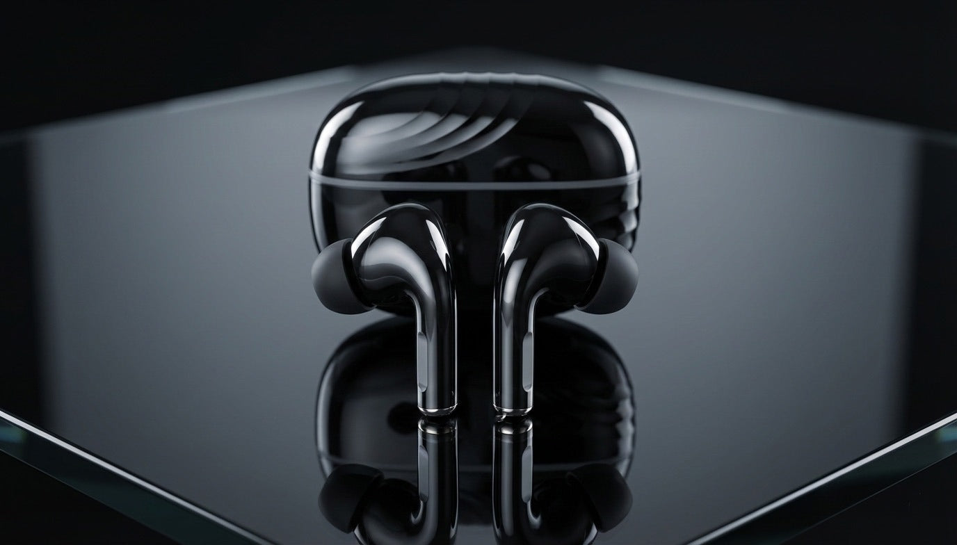 Pure Black Earbuds with Deep Bass, Quad Mic & 48H Playback