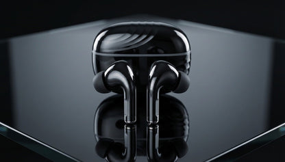Pure Black Earbuds with Deep Bass, Quad Mic & 48H Playback