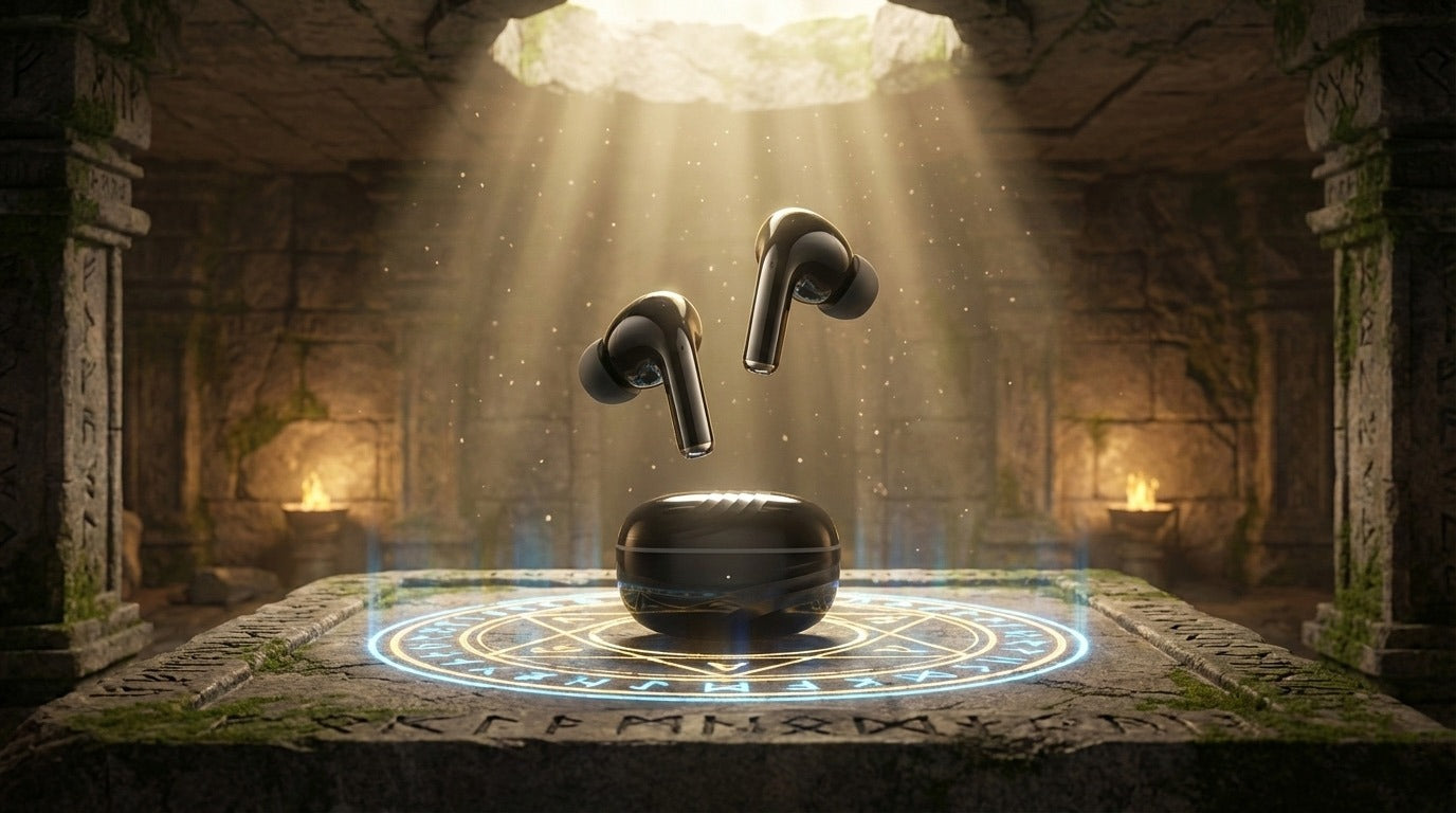 Pure Black Earbuds with Deep Bass, Quad Mic & 48H Playback