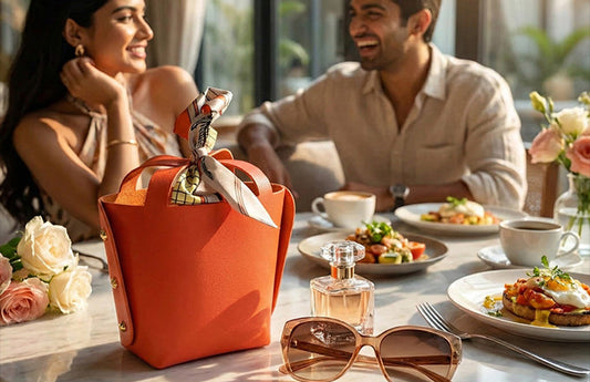 Mini Orange Handbag with Scarf Handle