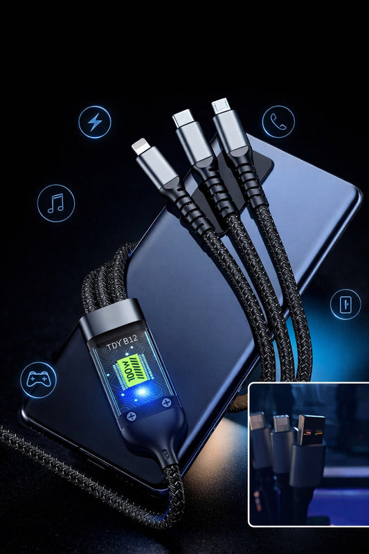 3-in-1 Fast Charging Nylon Braided Cable with 3A Output