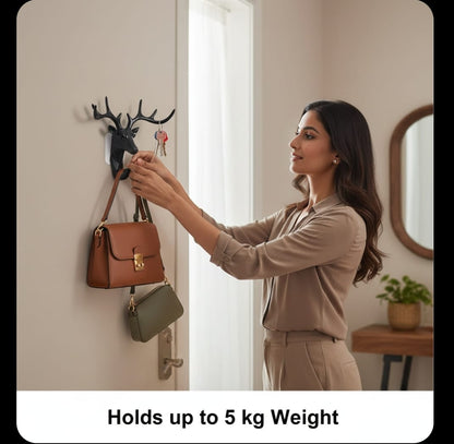 Decorative Deer Head Adhesive Wall Hook Hanger